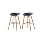 Modern Scandinavian Wooden Bar Stool with Curved PP Seat