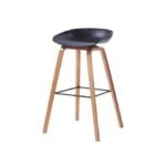 Modern Scandinavian Wooden Bar Stool with Curved PP Seat - Image 6