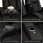 Luxury 2-Seater Cinema Recliner Sofa with LED Lighting & Swivel Tray - Image 6
