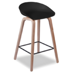 Modern Scandinavian Wooden Bar Stool with Curved PP Seat - Image 4