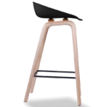 Modern Scandinavian Wooden Bar Stool with Curved PP Seat - Image 3
