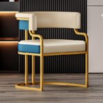 Luxury Gold Conversation Table Set with 4 Upholstered Accent Chairs - Image 2