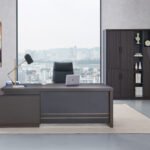 Luxury Executive Office Desk with Side Credenza & Executive Storage Cabinet Set