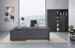 Luxury Executive Office Desk with Side Credenza & Executive Storage Cabinet Set