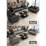 Modern Grey Leather Reception Sofa Set (3+1+1 Seater) - Image 5