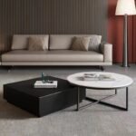 Modern Round Nesting Coffee Table Set with Marble Top & Hidden Storage - Image 5