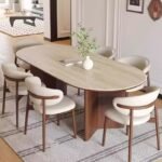 Wood Dining Room Table Walnut Color Legs Restaurant Dinner Table - Image 2