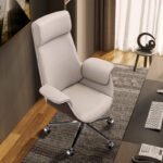 Luxury Executive High-Back Leather Office Chair with Walnut Wood Shell - Image 8