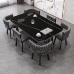 GEDO Luxury Customized Dining Room Furniture Cheap Long Rock Slab Dining Table Set 6 Chairs - Image 7