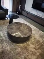 Luxury Round Marble Coffee Table Set with Side Table - Image 2