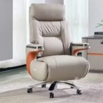 Luxury Executive Leather Office Chair with Retractable Footrest