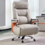 Luxury Executive Leather Office Chair with Retractable Footrest
