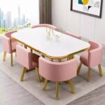 GEDO Luxury Customized Dining Room Furniture Cheap Long Rock Slab Dining Table Set 6 Chairs - Image 2