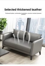 Modern Grey Leather Reception Sofa Set (3+1+1 Seater) - Image 2