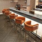 Luxury Modern Upholstered Bar Stool with Gold Stainless Steel Frame - Image 4