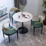 Luxury Round Marble Dining Set with 3 Upholstered Accent Chairs - Image 6
