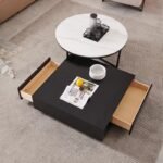 Modern Round Nesting Coffee Table Set with Marble Top & Hidden Storage - Image 3