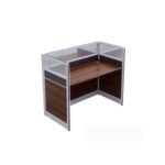 2-Person Modular Office Workstation with Privacy Partitions