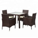 Premium 4-Seater Outdoor Rattan Dining Set with Tempered Glass Table