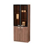 Modern 4-Door Glass Office Filing Cabinet with Lockable Storage