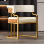 Luxury Gold Conversation Table Set with 4 Upholstered Accent Chairs - Image 3