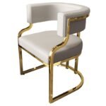 Luxury Gold Conversation Table Set with 4 Upholstered Accent Chairs - Image 4