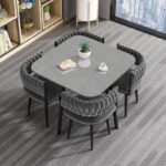 Modern Luxury Marble Dining Set with 4 Upholstered Dining Chairs - Image 5