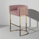 Luxury Modern Upholstered Bar Stool with Gold Stainless Steel Frame - Image 2