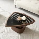 Luxury Modern Walnut Glass Coffee Table - Image 5