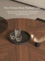 Luxury Round Walnut Coffee Table with Storage Drawers - Image 4