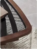 Luxury Modern Walnut Glass Coffee Table - Image 3