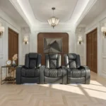 Luxury 2-Seater Cinema Recliner Sofa with LED Lighting & Swivel Tray - Image 3